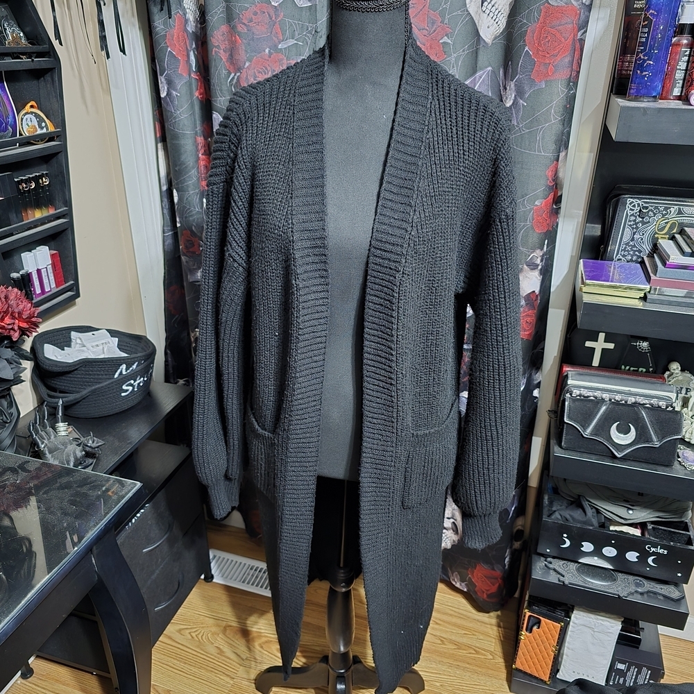 Elegant Black Open-Front Cardigan